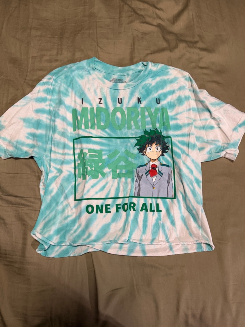Tie-Dye Graphic Crop Tee in Aqua Green - Unbranded